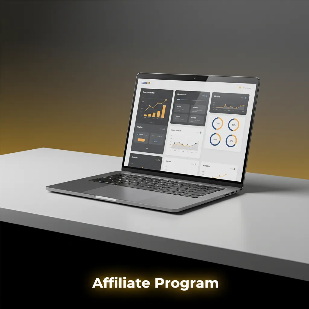 Affiliate Program dashboard showing reporting, tracking, and payouts; tiered revenue share; Austria-focused marketing.