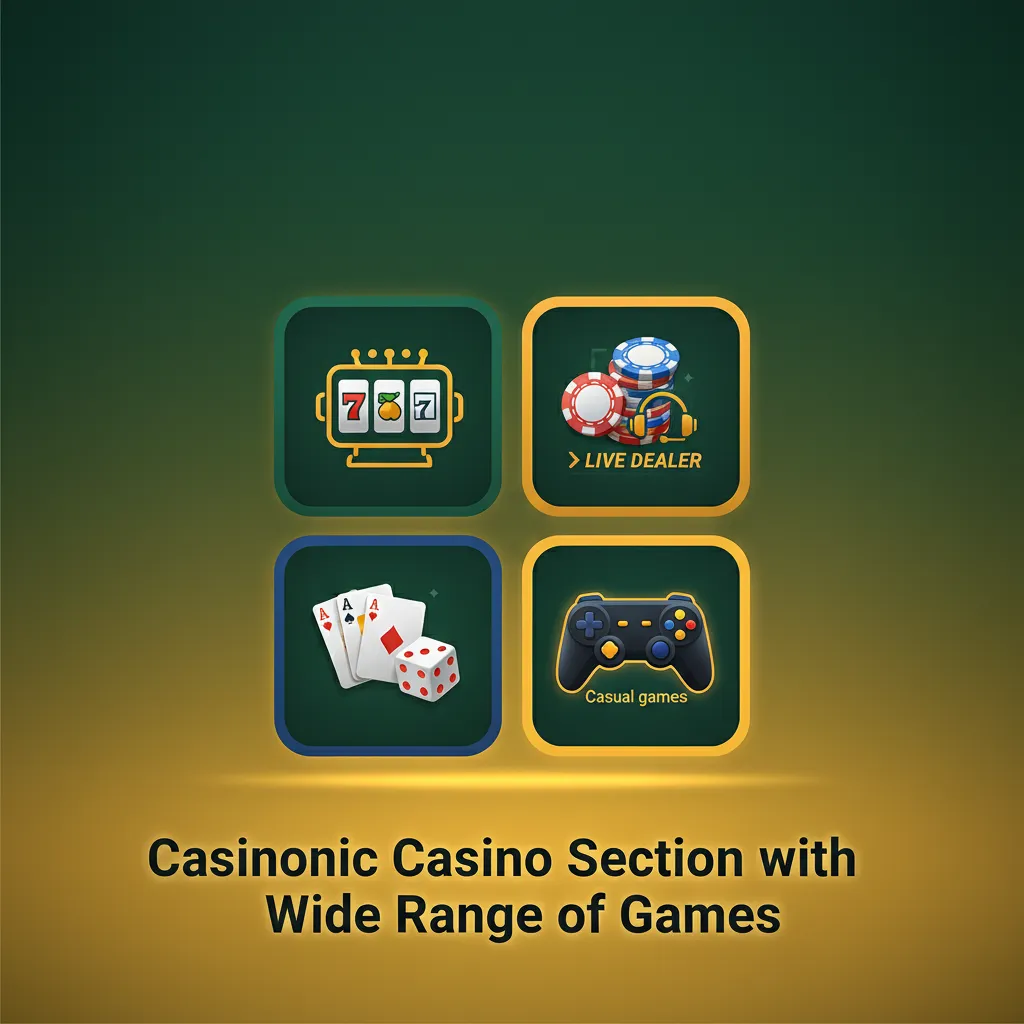 Casinonic games lobby showing Slots, Jackpots, Table Games and more, with 3,000+ titles, new releases and filter options.
