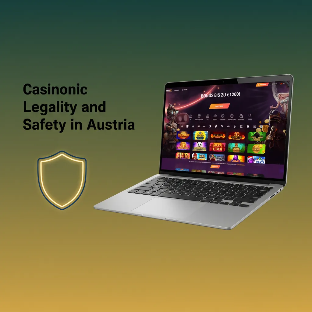 Casinonic in Austria: Curacao licence, SSL security, EU responsible gaming, footer links to privacy and T&Cs.