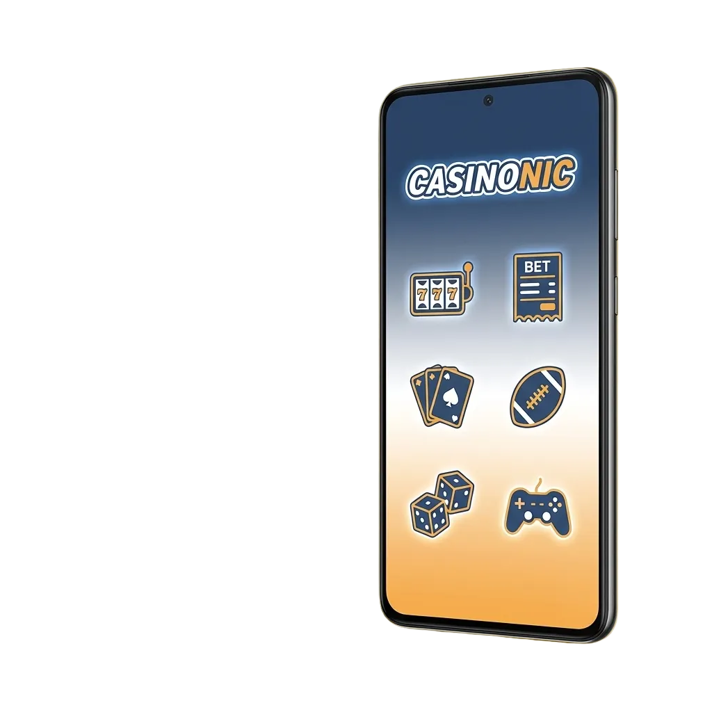 Casinonic Android app interface showing betting and casino games available for mobile gaming on smartphones