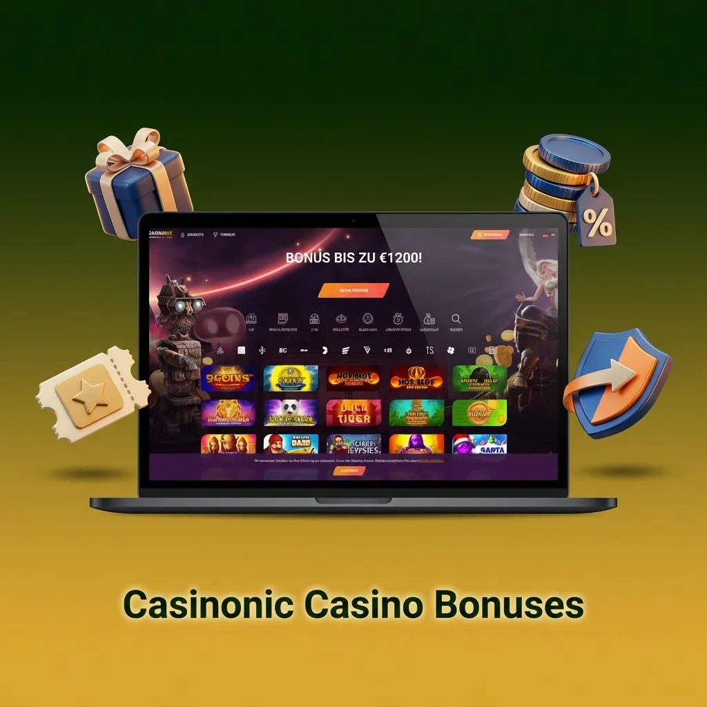 Casinonic Casino promotional bonuses including slot reload, free spins, cashback, and live dealer game offers.