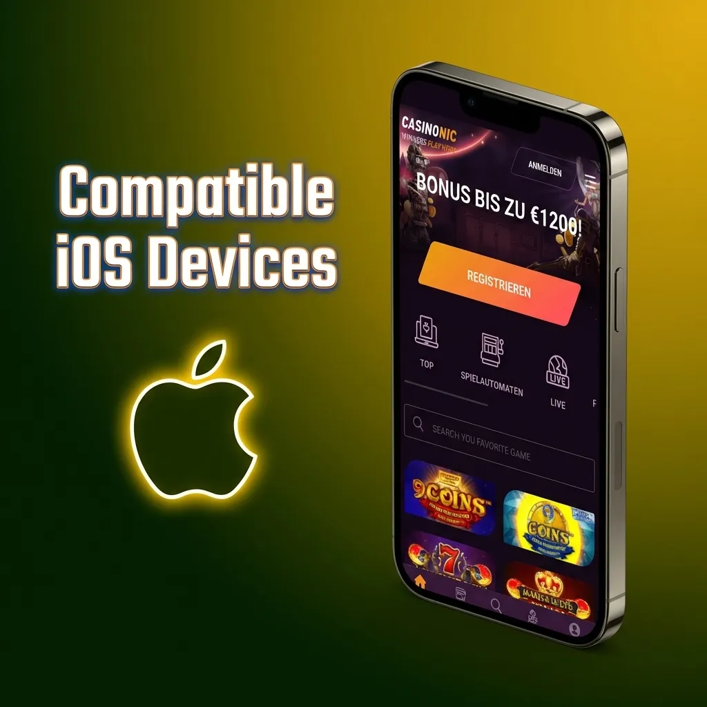 List of compatible iOS devices including iPhone X through 15 series and iPad Air and Pro models