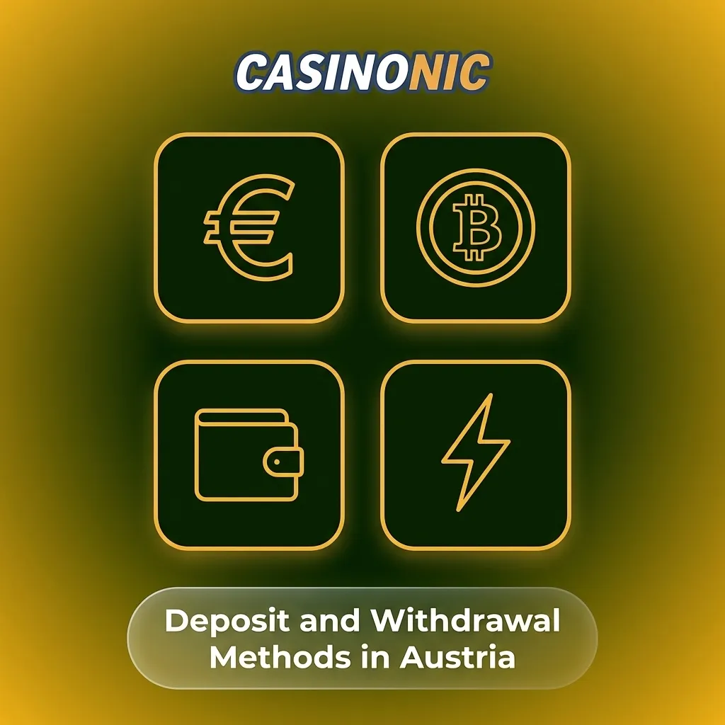 Austrian online casino payment methods including cards, e-wallets, bank transfers, and cryptocurrency options