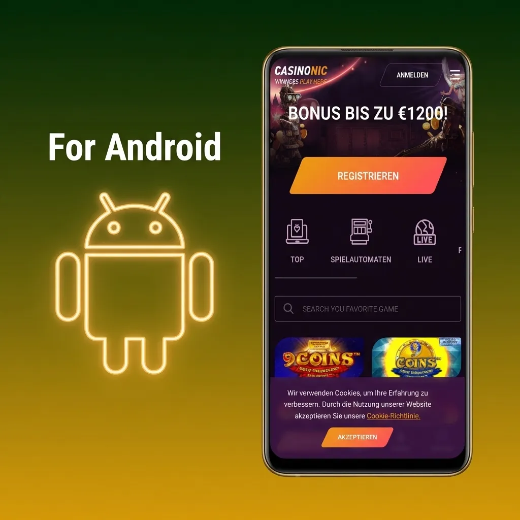 Android app download and installation guide showing five simple steps for smartphone and tablet setup