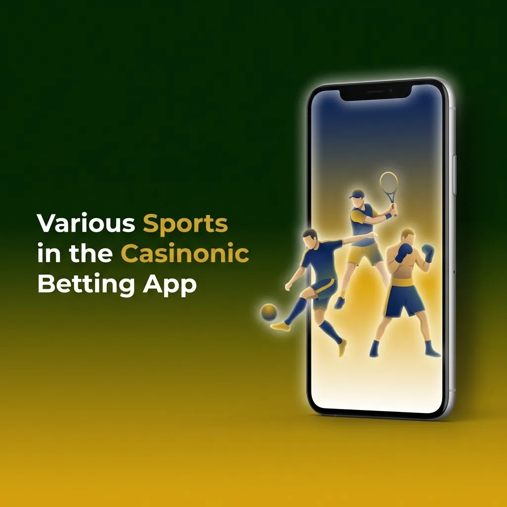 Casinonic betting app interface showing multiple sports options including football, tennis, basketball, and eSports